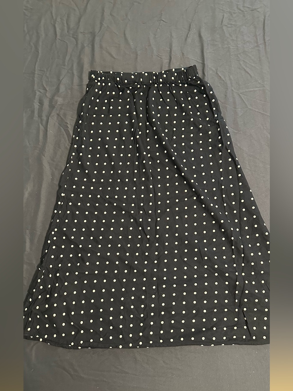 Old Navy Black Midi Skirt with White Polka Dots